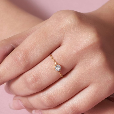 Women Champagne 14k Gold Plated Finger Chain